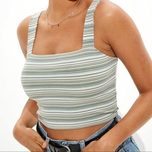 American Eagle striped tank top green white blue